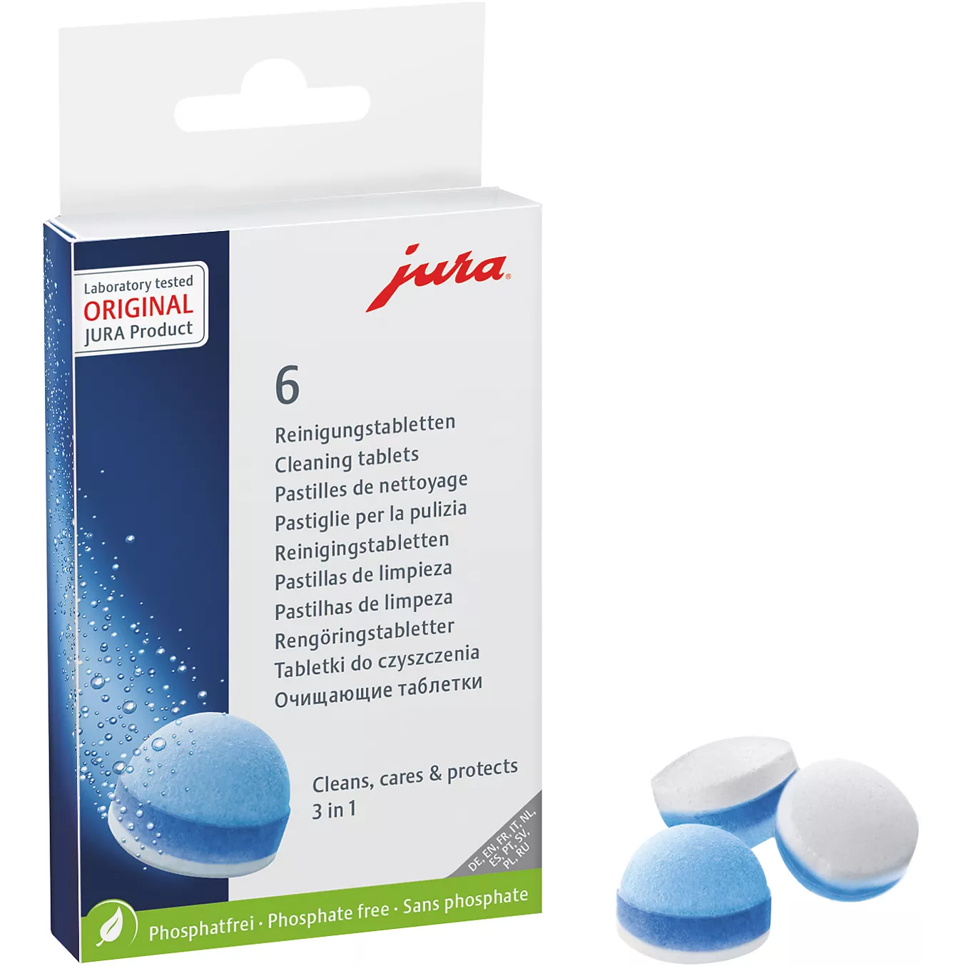 Nettoyant JURA - Boîte de 6 pastilles de nettoyage (3 en 1)